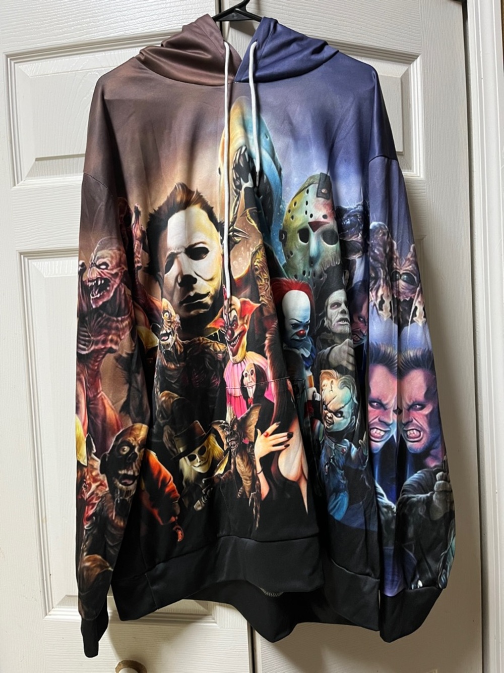 Horror hoodie. Fashion hooded sweatshirt Halloween polyester xxl.